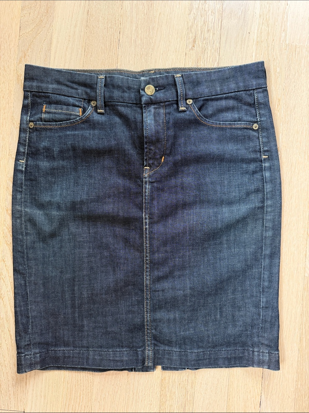 Dark Blue Denim Pencil Skirt - Women